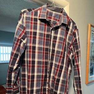 Tasso Ella Large long sleeve casual shirt w/front pocket. blue, maroon, white